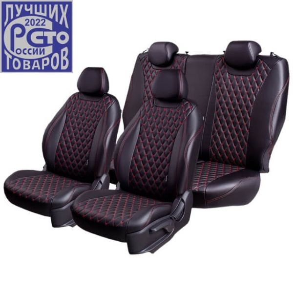 Чехлы Премиум Экокожа Байрон Ромб на Fiat Albea 2002-2012 г.в.