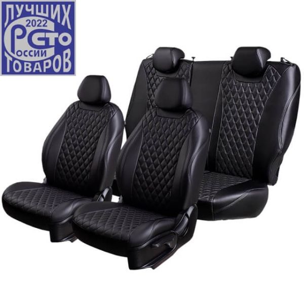 Чехлы Премиум Экокожа Байрон Ромб на Fiat Albea 2002-2012 г.в.